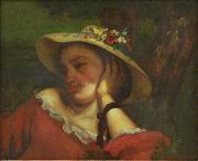 Gustave Courbet Woman with Flowers in her Hat oil painting picture wholesale